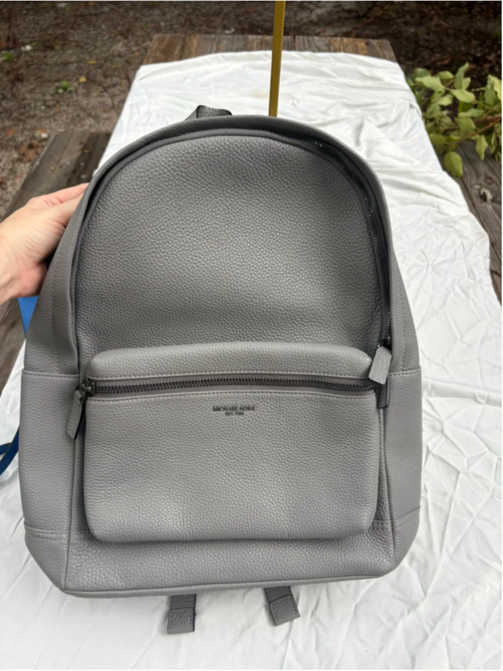 Authentic Michael kors leather Grayson gray with gunmetal hardware